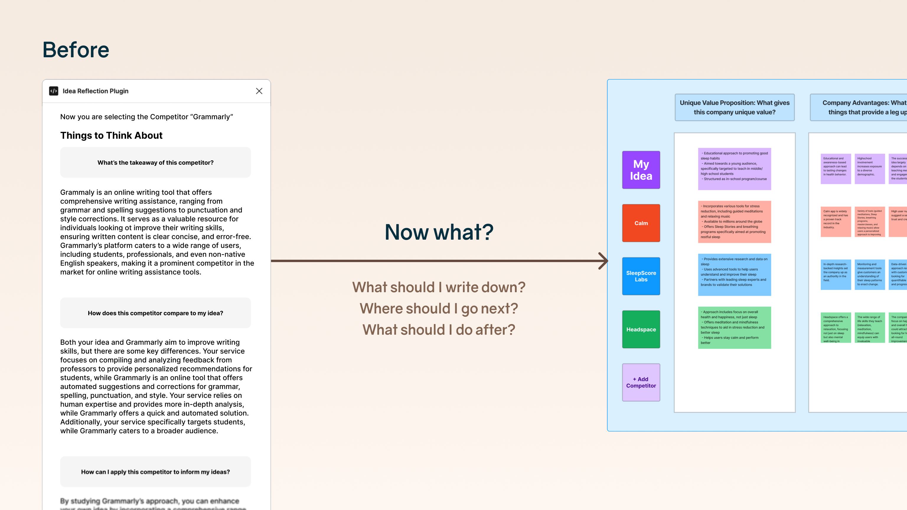 Before picture showing the gap between interacting with plugin and template.