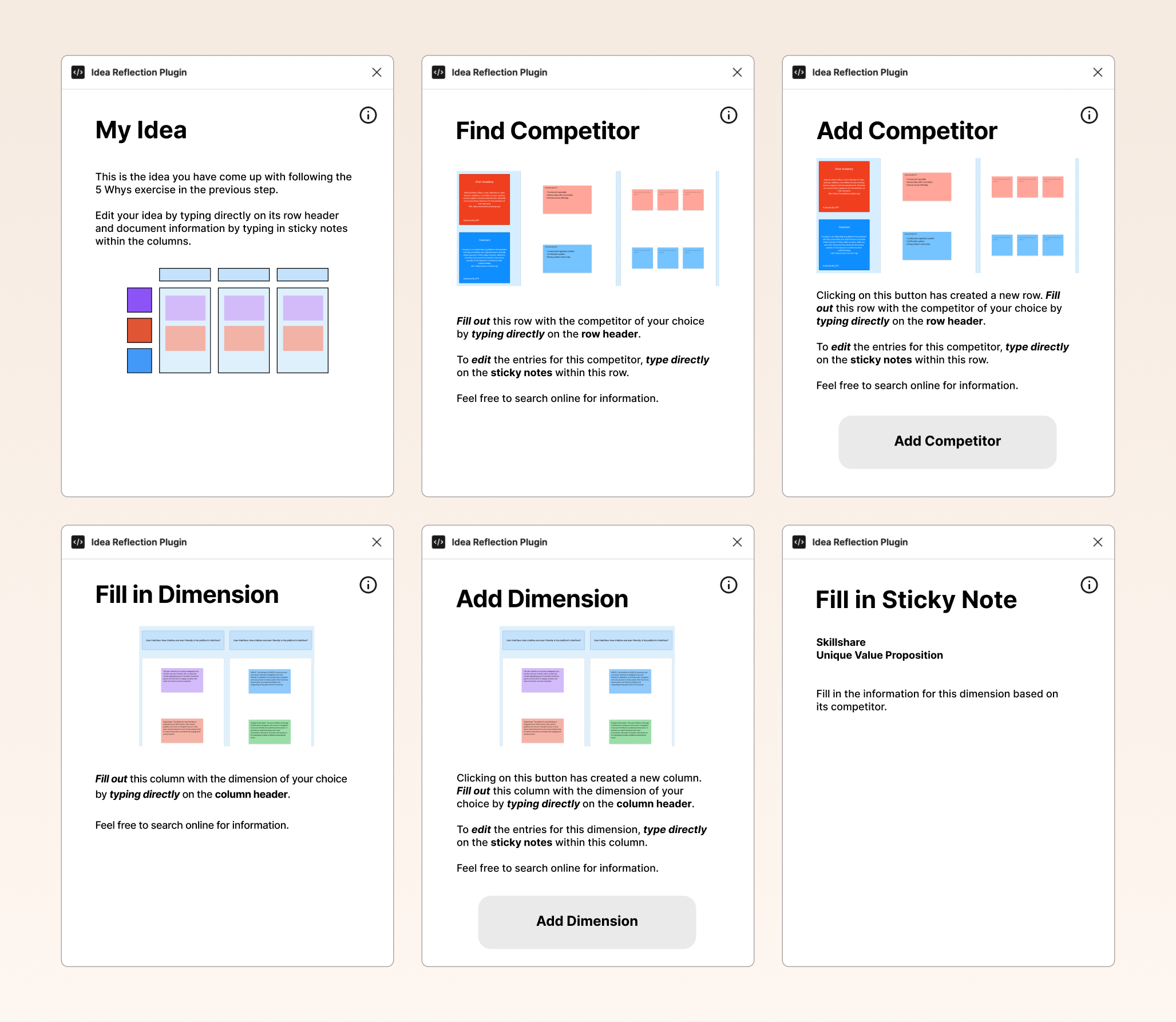 A snippet of additional guidance screens we added.