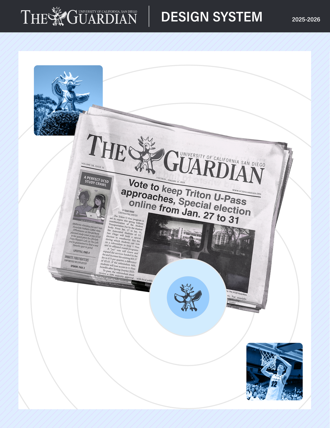 A picture of our PRESS collateral live on the TVs at UCSD Price Center.