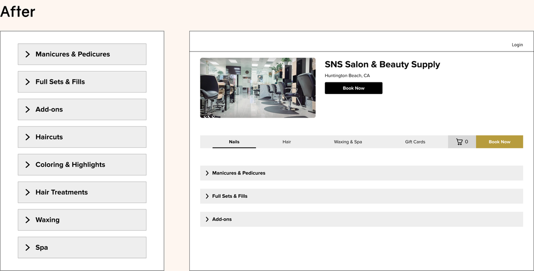 The after booking components - dropdowns and tab reorganization.