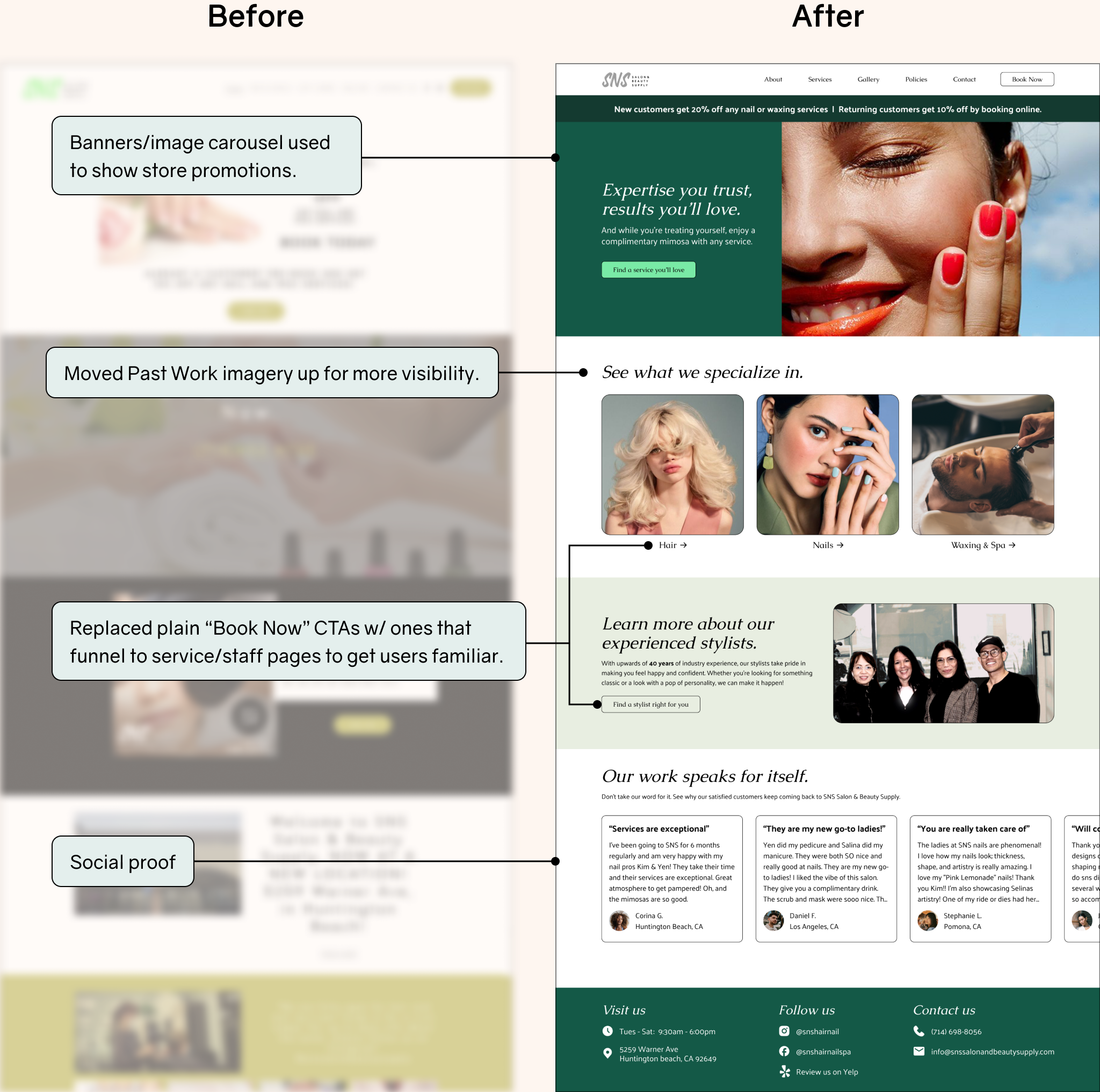 The updated homepage.